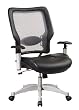 Professional Light Air Grid Back and Leather Seat Chair with Adjustable Arms and Platinum Finish Base By Office Star
