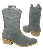 Damen Veloursleder Stiefel grau