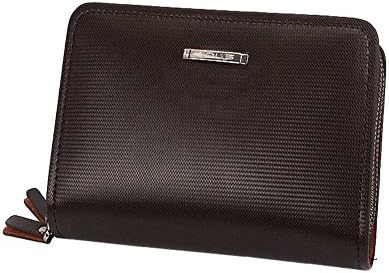 Trendy Luxury Zipper Men's Leather Business Clutch Bag Accordion Long Wallet