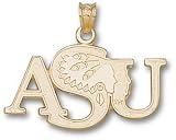 Arkansas State Indians Solid 10K Gold ''ASU'' Logo Pendant