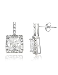 Cate & Chloe Sally "Princess" 2Ct. Earrings - 925 Sterling Silver Plated, 2 Carat Center Stone