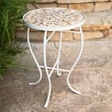 Outdoor Living : Mosaic Shell Outdoor Patio Accent Table