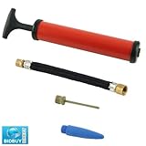 BIKE AND BALL PUMP - 3 CONNECTORS - BYCYCLE PUMP - RED