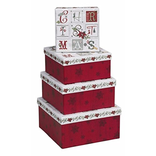 Get Cheap Christmas Gift Boxes Christmas Word Foil Nest Of 4 Square 4