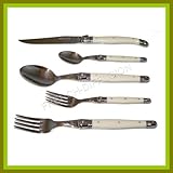 LAGUIOLE Dubost - 30 pc flatware set - IVORY color (authentic French table cutlery setting for 6 people - high quality - dishwasher safe - direct from France)