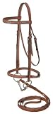ENGLISH LEATHER Chestnut Raised Snaffle Bridle with Blue Rhinestones