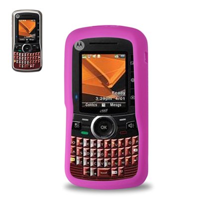 Fashionable Perfect Fit Soft Silicon Gel Protector Skin Cover (Faceplate/Snap On) Rubber Cell Phone Case with Screen Protector for Motorola Clutch i465 Boost Mobile, Sprint - HOT PINK