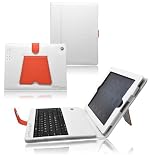 CrazyOnDigital iPad3_KBBT_LthrWhtRed Bluetooth Keyboard Leather Case for The New iPad 3G 2012 Model and Apple iPad 2/iPad 3 AT&T Verizon 4G (White/Red)