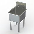 Aero NSF Deluxe Sink, 1-Bowl, No Drainboard, 18 inch D (Front to Back) X 18 inch W (Left to Right) Bowl