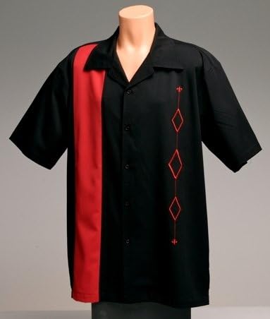 Mens Retro Bowling Shirt, BIG & TALL. All size available Red & Black
