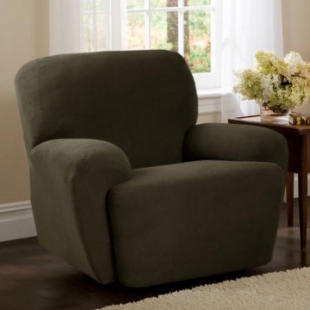 Maytex Stretch 4-Piece Pixel Recliner Slipcover,Dark Olive | Soft Fabric - Dark Olive