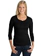 unior Ladies 3/4-Sleeve Perfect Weight Scoop Henley Shirt