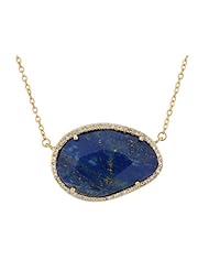 Lapis Lazuli Pendant Necklace with Swarovski Elements 15 Carats (ctw) in Sterling Silver with Gold Plating