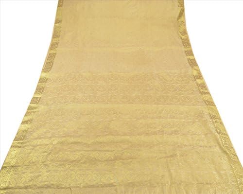 Sanskriti Women's Artificial Silk Brocade Saree With Blouse Piece (Cream)