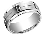 Benchmark Mens 9mm Comfort Fit Black Diamond Wedding Band 1/4 Ct (ctw) in Sterling Silver (Lifetime Guarantee)