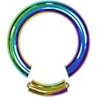 8 Gauge Rainbow Anodized Titanium Segment Ring Circular Barbell
