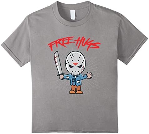 Kids Jason Voorhees Friday the 13th Free Hugs T-Shirt 6 Slate