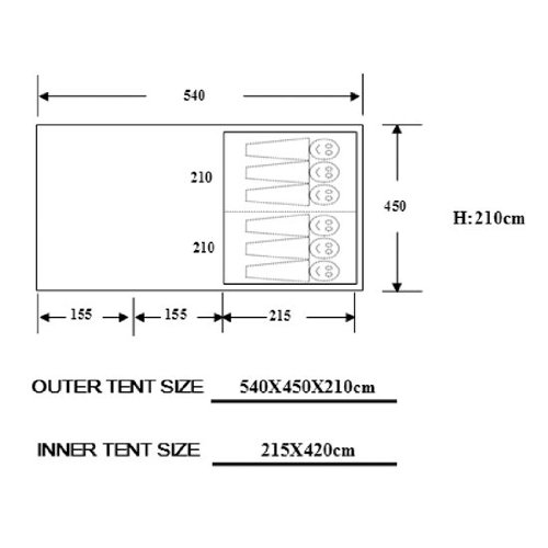 Skandika Tente Gotland 6 540 x 450 cm Gris
