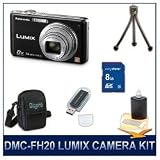 Panasonic LUMIX DMC-FH20K FH20 FH20K Black Digital Camera, with 8 GB Memory Card, Card Reader, Deluxe Carrying Case, Mini Tripod, & 3pc. Lens Cleaning Kit