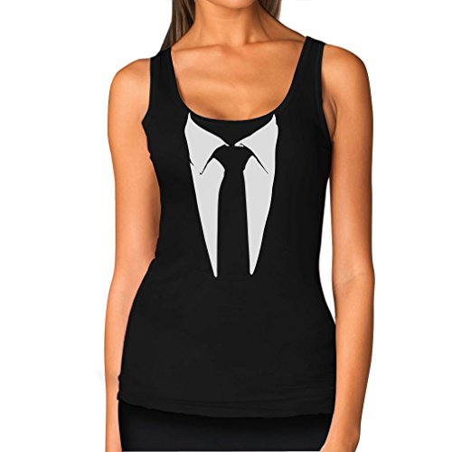 Tuxedo Tie Printed Suit Women's Tank Top