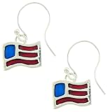 American Flag Dangle Sterling Silver Earrings