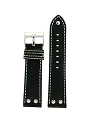 Pilot Watch Band with Rivets Black 20mm Tech Swiss