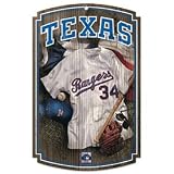 Texas Rangers Wood Sign W/ Throwback Jersey