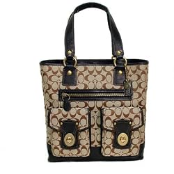 Coach Legacy Signature Gigi Bussiness Bag Tote 11144 Khaki Black
