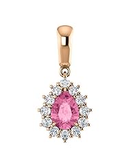 18K Rose Gold 7.00x5.00mm Pear Cut Pink Sapphire and Diamond Pendant -- LIFETIME WARRANTY