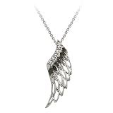 Sterling Silver Black Diamond Accent Angel's Wing Pendant, 18
