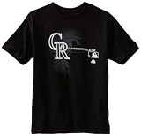 MLB Boys' Colorado Rockies Change Up Short Sleeve Basic Tee by Majestic (Black, Medium)