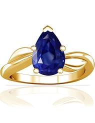 14K Yellow Gold Pear Cut Blue Sapphire Solitaire Ring