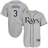 MLB Tampa Bay Rays Evan Longoria Road Gray Short Sleeve 6 Button Synthetic Replica Baseball Jersey Spring 2012 Men's