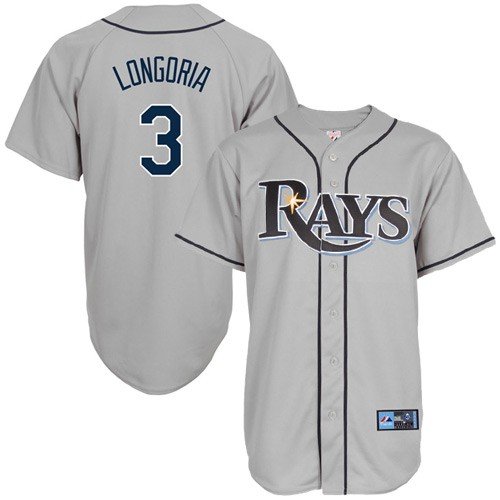 MLB Men's Tampa Bay Rays Evan Longoria Road Gray Short Sleeve 6 Button Synthetic Replica Baseball Jersey Spring 2012  (Road Gray, Large)