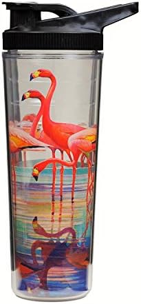 American Tumbler Premier 28 oz Double-Wall Insulated Water Bottle, PInk Flamingos by Francis Lee Jacque