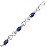 10K White Gold 0.11 ct. Diamond and 4 1/2 ct. Sapphire Tennis Bracelet by Katarina Jewelry