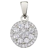 14K White Gold Diamond Clustaire Pendant with 18 Chain