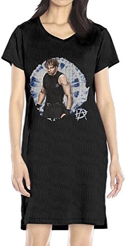 GHHK Casual Women's Dean Ambrose V-Neck T-shirt Dress Black L