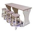 Leisure Accents Double Bar Table Set with 4 Stools - Taupe