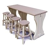 Leisure Accents Double Bar Table Set with 4 Stools - Taupe