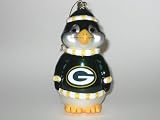 GREEN BAY PACKERS 5 1/2" tall and 3" wide Blown Glass Penguin CHRISTMAS ORNAMENT