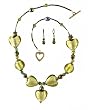 Necklace - N131 - Murano Style - Round, Oval and Heart Beads + Matching Earrings ~ Sage Green