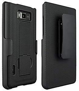Rubberized Shell Holster Combo with Belt Clip for LG Splendor Black
