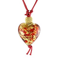 Murano Heart Pendant - Miro Red/Gold