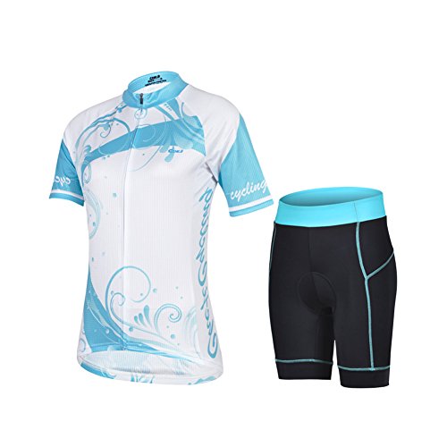 Baleaf Women's Short Sleeve Cycling Jersey 3D Padded and Shorts Kit