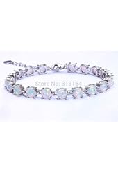 ChokuShop New Style ! Gift ! Retail For Women Jewelry White Fire Opal Silver Bracelet 7"- 8 1 /2" OS383