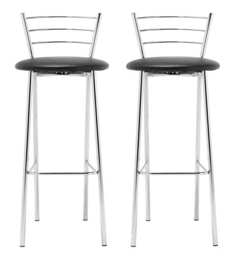 Pair of Chrome & Leather Arc Stools