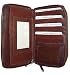 Womens Cowhide Leather MultiPurpose Double Zipper Wallet Available in 4 Colors Burgundy, Black, Brown, Tan