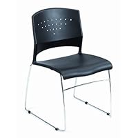 Set of 2 Black Stackable Office Guest Chairs with Chrome Frame