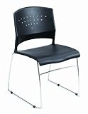 Set of 2 Black Stackable Office Guest Chairs with Chrome Frame